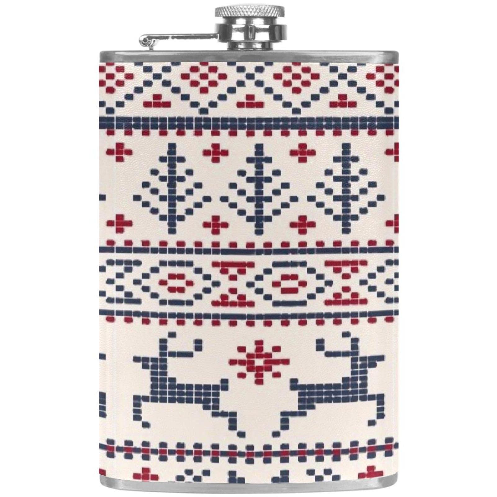 Flasque de Noël en acier inoxydable avec entonnoir et motif renne