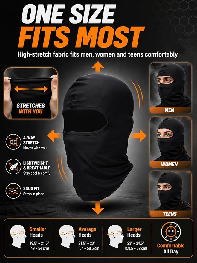 Balaclava Pasamontañas 6 Piezas Multicolor para Deportes miniatura 2