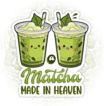 3Pcs Matcha Latte a Matcha Made in Heaven Sticker Green Tea Cups Gifts Funny Matcha Made in Heaven Waterproof Stickers Green Tea Lover Vinyl Car Decal for Laptop Water Bottle Toolbox Phone Case 3"