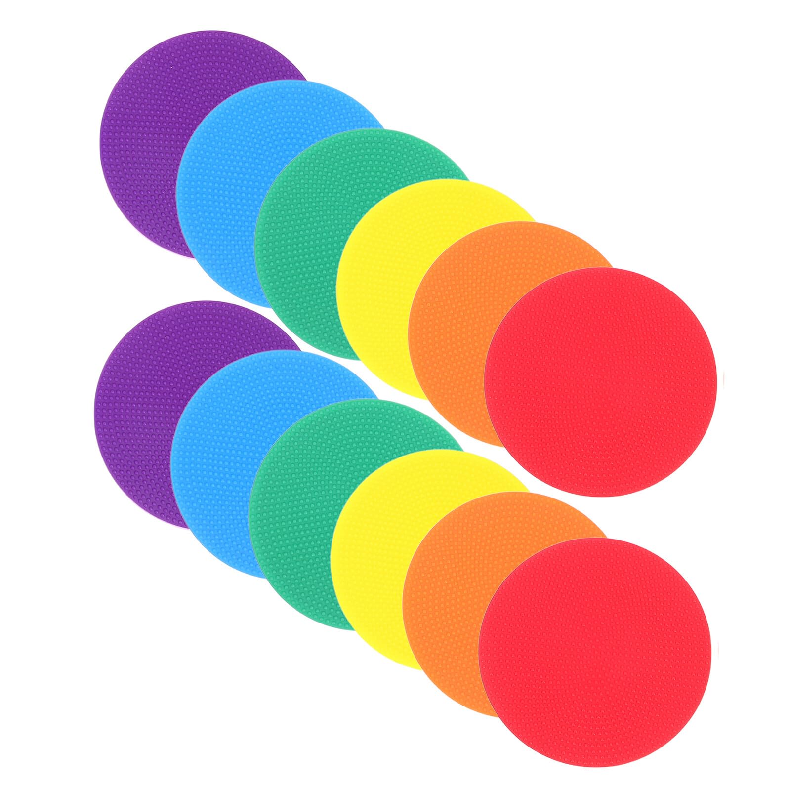 12 Stück Fußball Trainingsmarkierungs Flache Runde Scheiben aus Weichem Material 12cm Durchmesser Farbige Bodenmarkierungen für Sport Schule und Sportunterricht