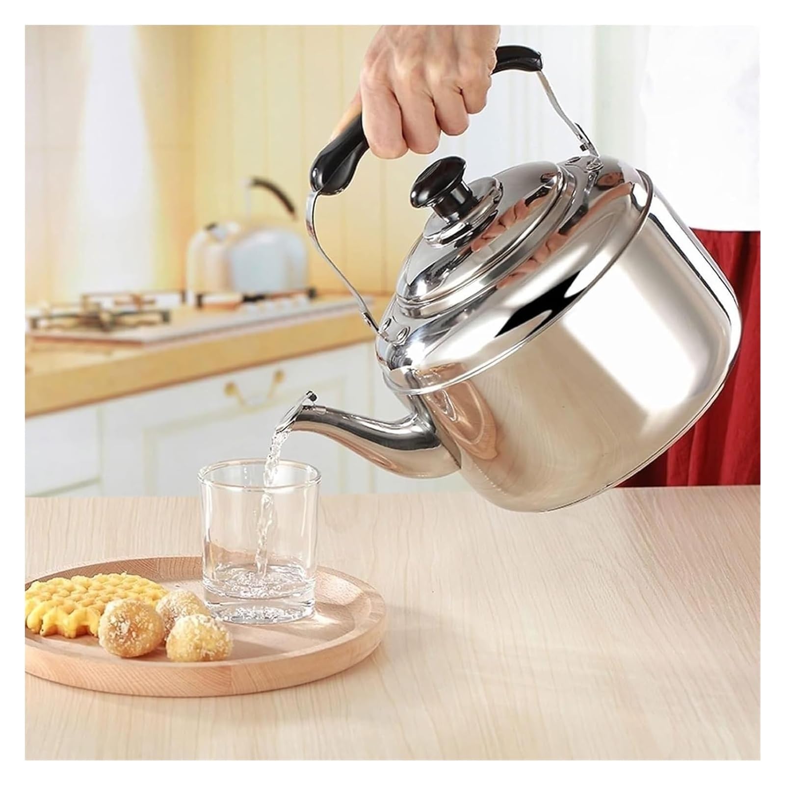 Przenośny czajnik 3/4/5L, czajnik z gwizdkiem kempingowym, przenośny czajnik podróżny ze stali nierdzewnej, czajnik kempingowy do kuchenki gazowej, elektryczny (5L)(4L)
