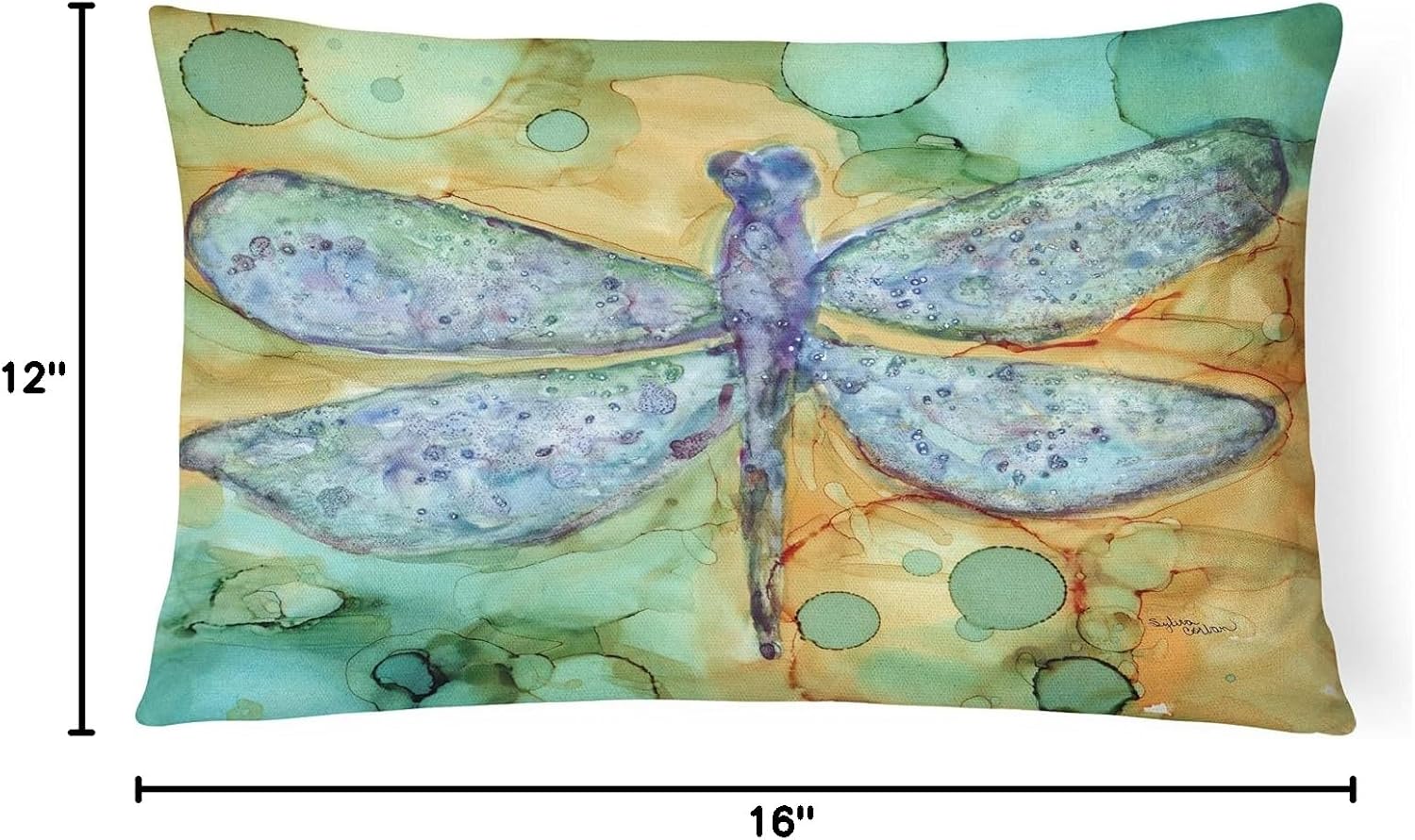 Caroline's Treasures 8967PW1216 Abstract Dragonfly Canvas Fabric Decorative Pillow 100% Machine Washable Pillow, Indoor or Outdoor Decorative Throw Pillow for Couch, Bed or Patio