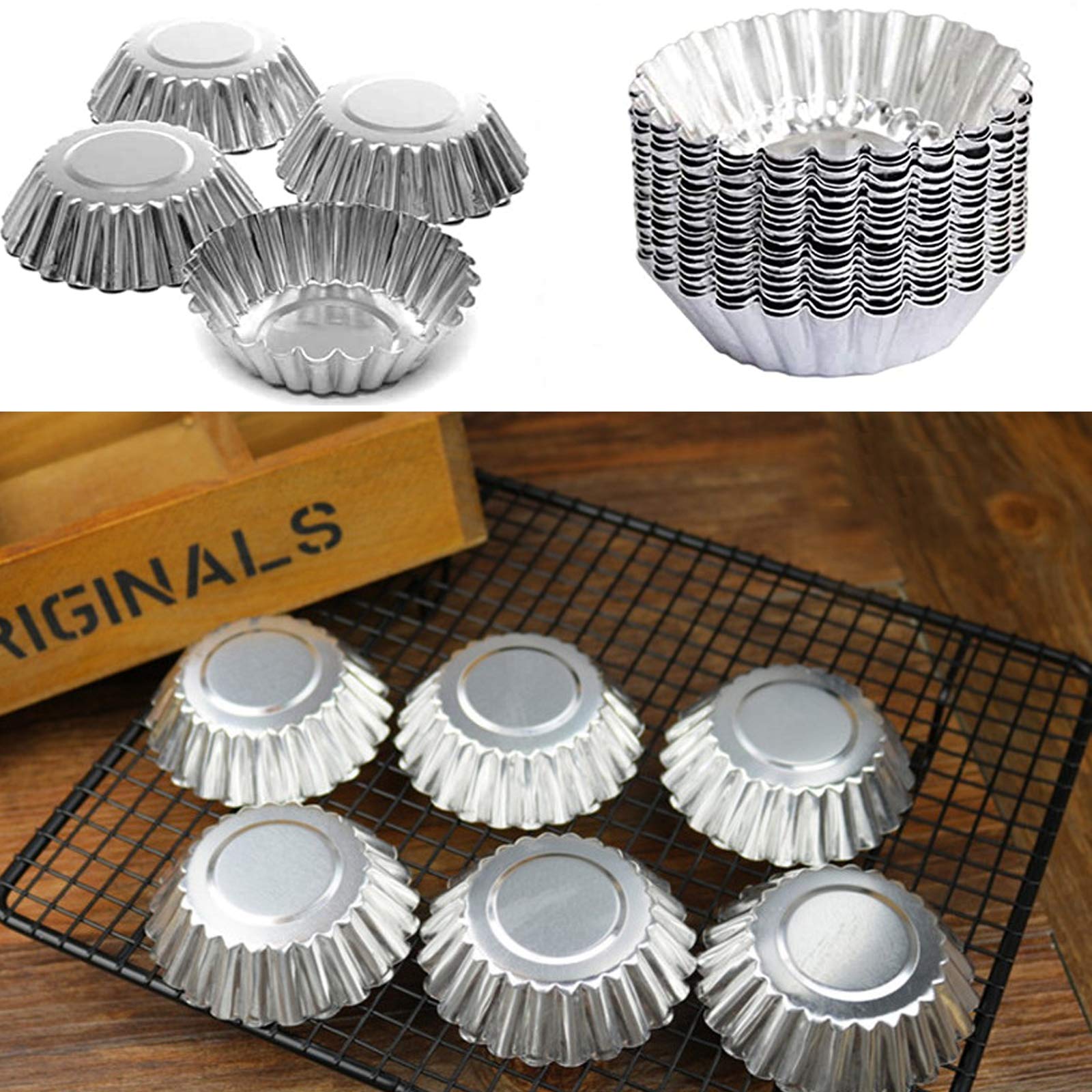 250 Pieces Disposable Pie Pan Tartlet Cake Flan Aluminum Foil Pan