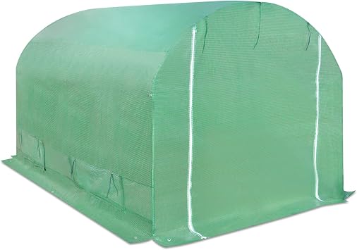 Greenhouse Replacement Cover for 10 x 7 x 6 Frame Larger Walk in Outdoor Plant Gardening Greenhouse Green Color Tarp Frame Does NOT Included