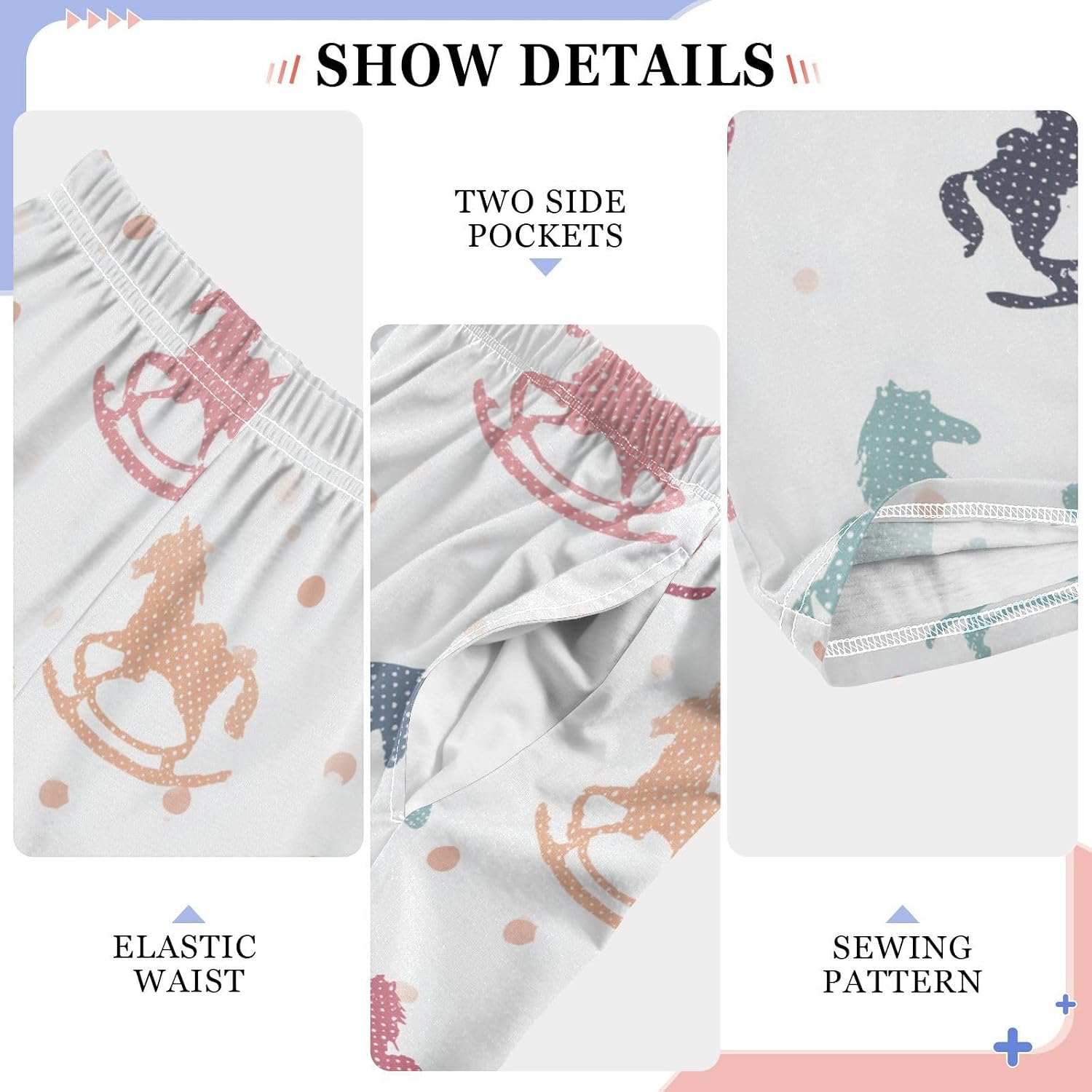 visesunny Boys' Pants Cute Rocking Horse Dots Jogger Pants Elastic Waist Long Bottoms Trousers with Pockets S-XL