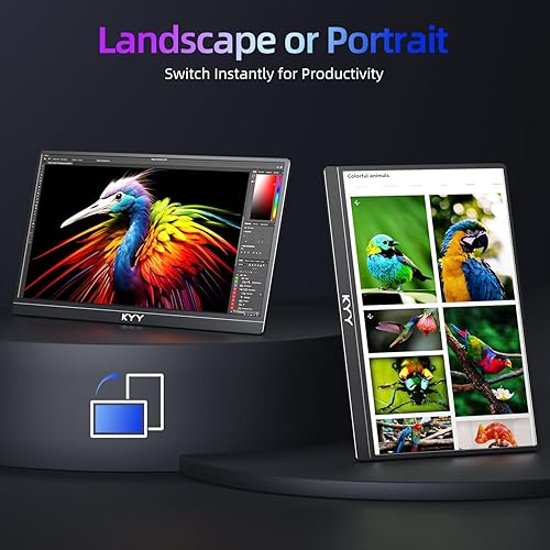 Miniatura 2 de KYY Monitor portátil para laptop, extensor de pantalla de computadora de 15.6 pulgadas, 1080P USB-C HDMI, pantalla para computadora portátil,