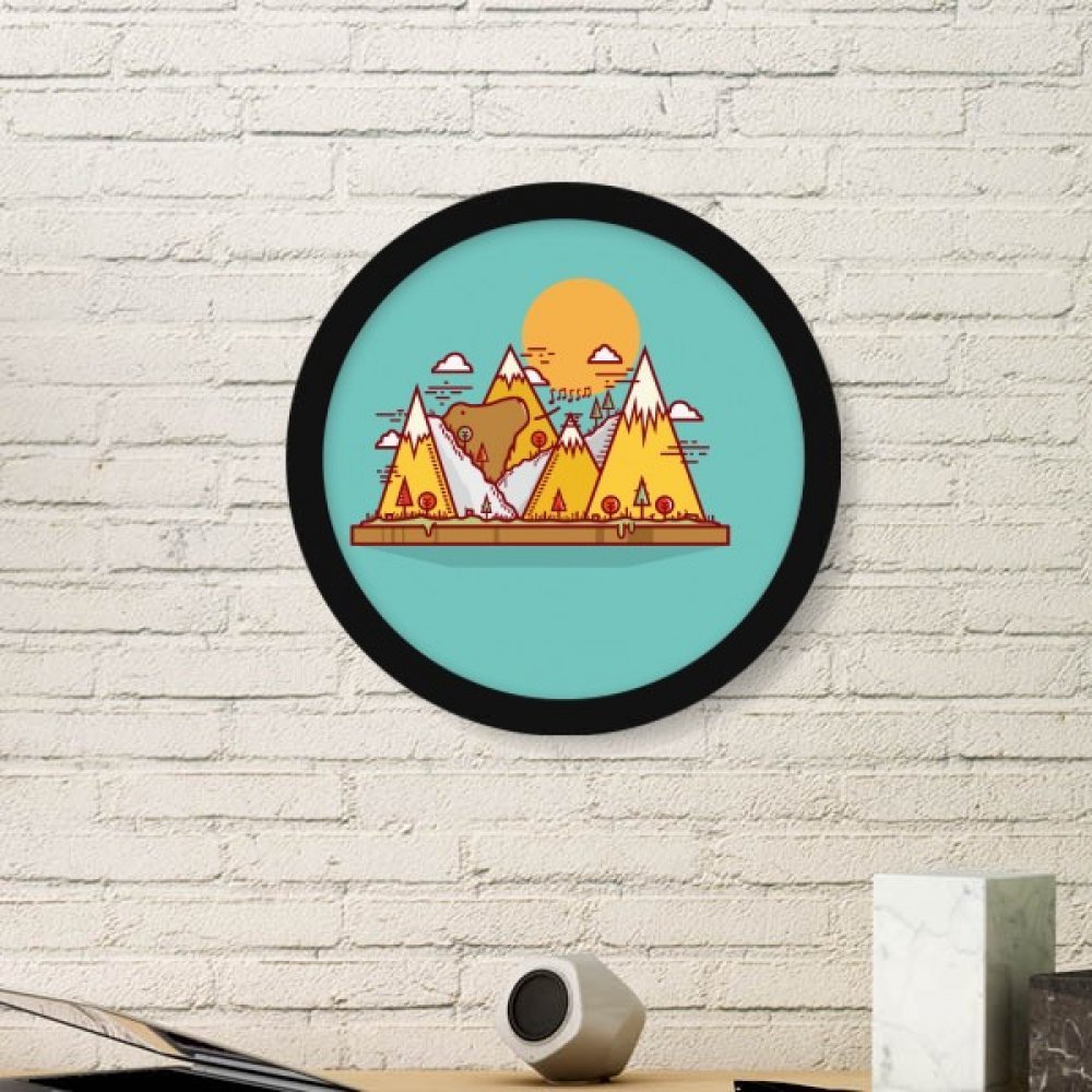 Stickers muraux ours occultant défauts mur grand cadre rond noir DIYthinker