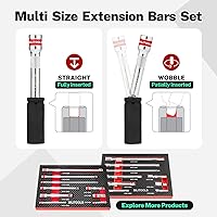 Vista 5 de BILITOOLS Juego de extensión articulada, 9 piezas de 1/4", 3/8" y 1/2" de encastre de trinquete de extensión flexible, acero Cr-V