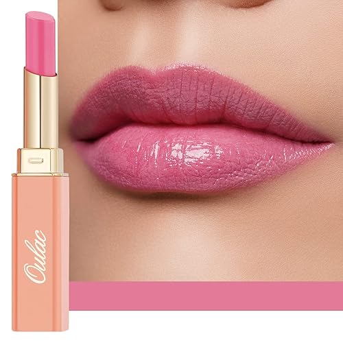 Miniatura 1 de Oulac Lápiz labial Moisture Peach Nude  Lápiz labial y bálsamo labial 2 en 1, brillo labial brillante y sólido, ligero y suave, aspecto natural,