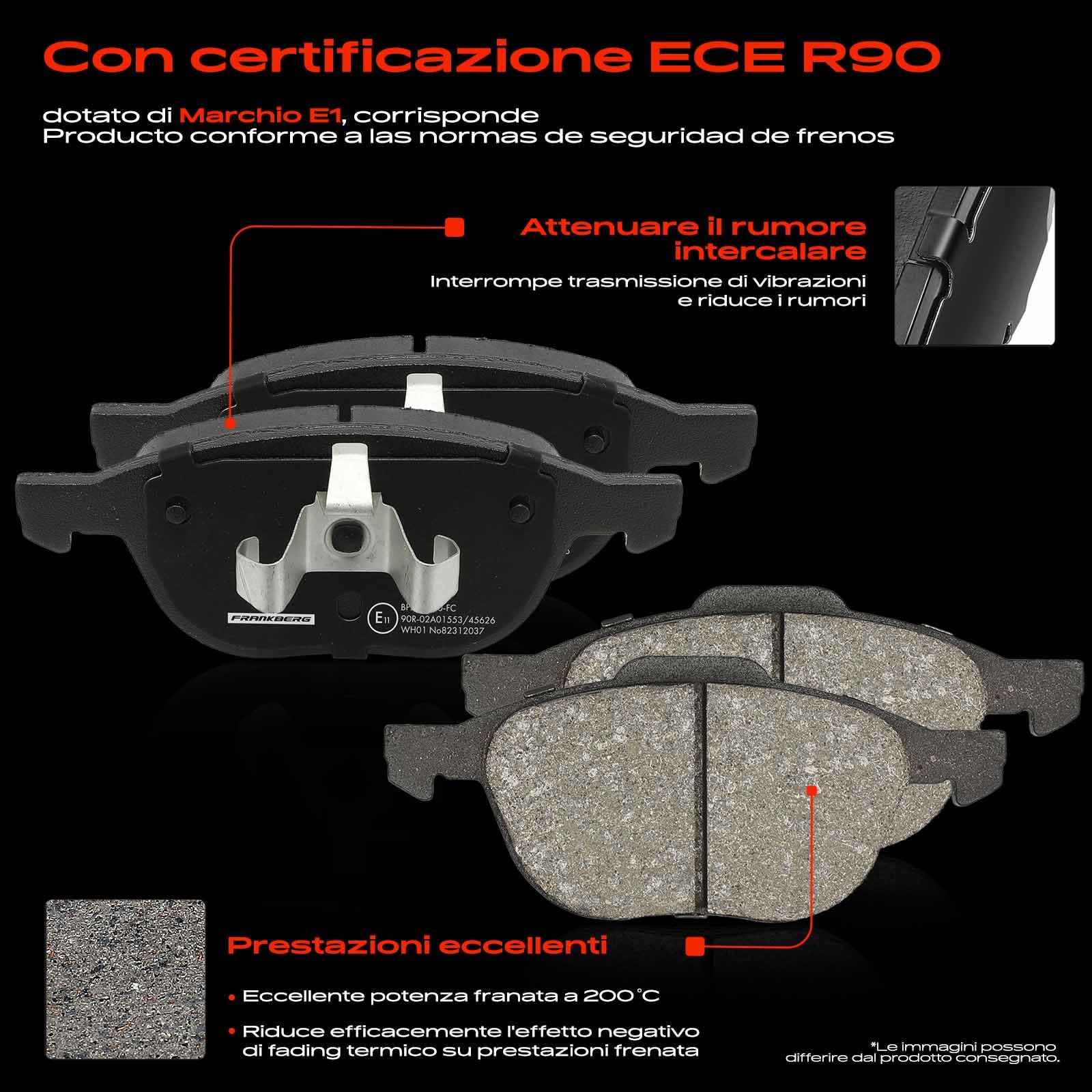Frankberg 1 set freni incl. 2 dischi freno + 4 pastiglie freno anteriori | AV611125BB; Compatibile con: Torneo Focus II DA DS FFS, C-Max DM2, Focus II Berlina DB DH FCH, C70 II Cabriolet 542