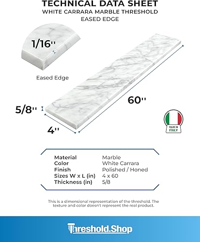 Miniatura 7 de Sillín de mármol blanco de Carrara  Borde Eased  Grosor de 34 pulgadas (mármol pulido, 4 x 60 pulgadas)