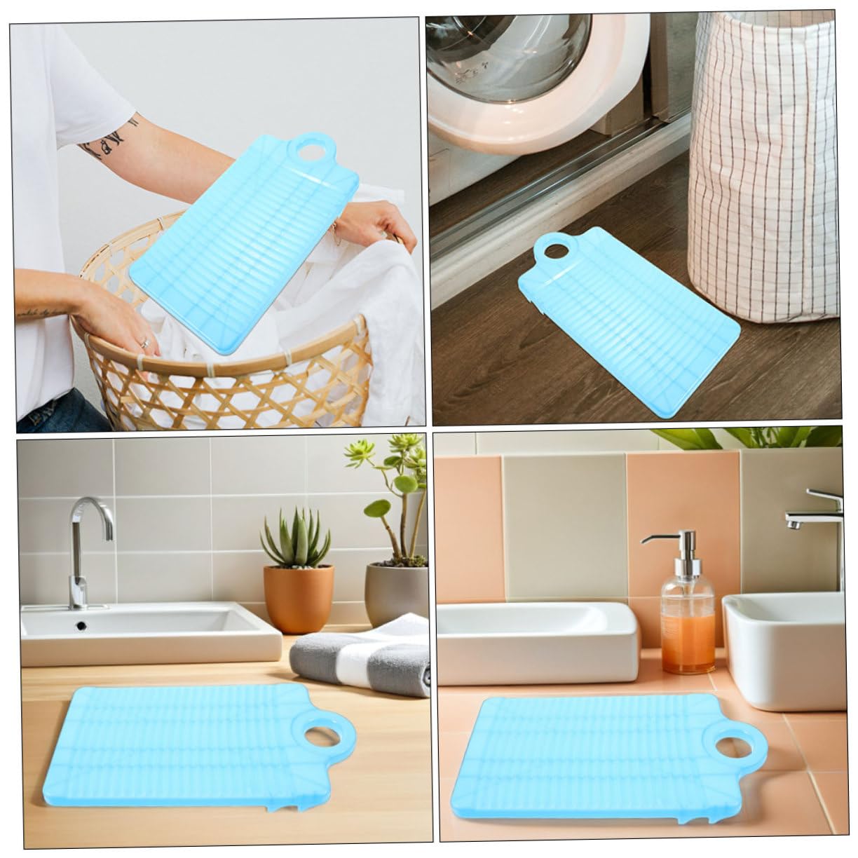 4 Stück-pack Kleiner Waschbrett aus Kunststoff für Handwäsche Blau | 12, 2 X 6, 2 Zoll, Rutschfestes Hänge Design, Kompakte Form für Camping und Outdoor Abenteuer