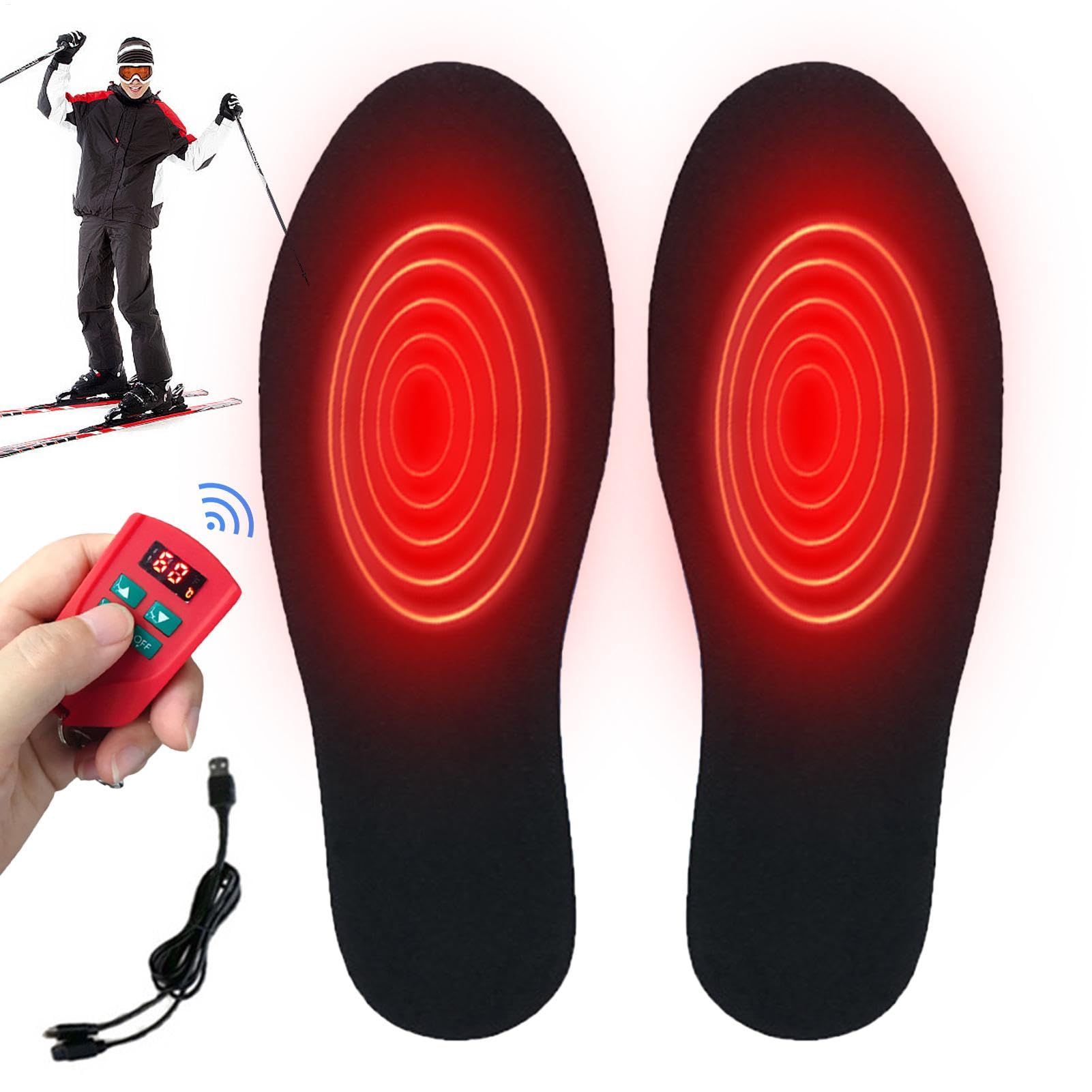 Plantillas Térmicas para Hombre Control Remoto, Transpirables, Lavables | Plantillas Calefactables para Zapatos Almohadillas Térmicas Para Pies, Esquí, Moto, Senderismo, Actividades Invernales