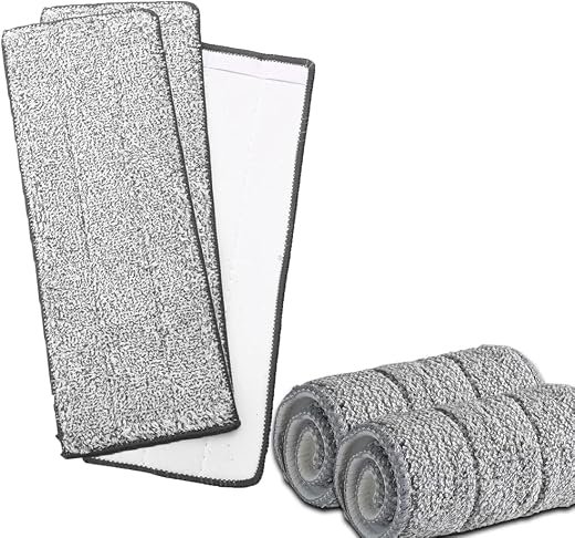 STELLIX Microfiber Small Mop Refill Pad: Washable, Fits Flat Mops, Ideal for Small Buckets (4 Pc, 33x11.5 cm)