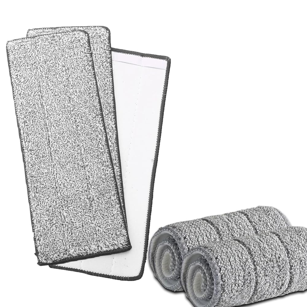 STELLIX Microfiber Small Mop Refill Pad: Washable, Fits Flat Mops, Ideal for Small Buckets (4 Pc, 33x11.5 cm)