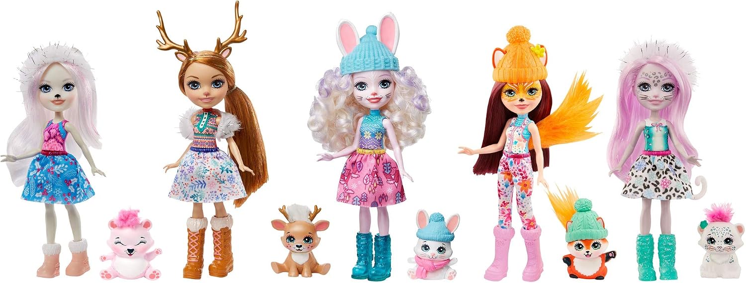 Enchantimals GXB20 Dolls and Animal Lovers 5 Pack with Felicity Fox, Bevy Bunny, Rainey Reindeer and More Playset from 4 Years