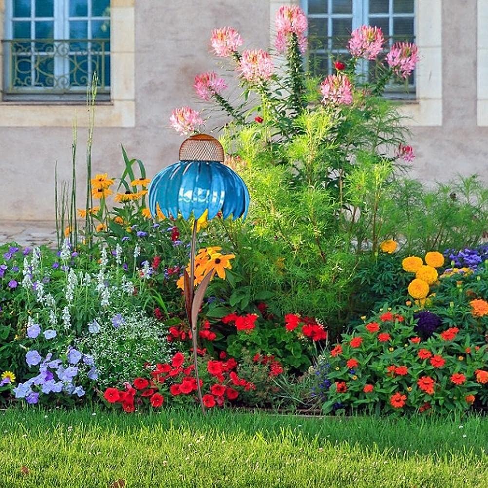 Coneflower Bird Feeder, Bird Feeder Coneflower Tray, Coneflower Standing Bird Feeder Wild Bird Feeder, Art Metal Standing Flower Bird Feeder for Outdoors Garden Yard Bird Decor (B)