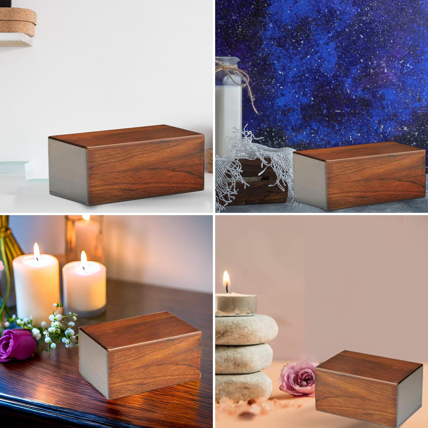 Wooden Urn Box for Human Ashes, Cremation Urns, Pet Memorial Urns, Cats & Infant Urn, Keepsake Burial Ash Box - Large (Style1, 9 x 6.5 x 4.5 inches)