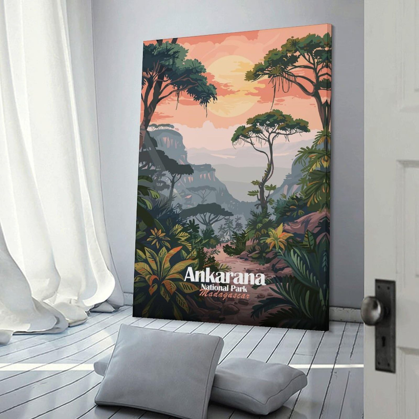 Junmoney Frame-Style-13 Canvas Wall Decor Ankarana National Park Madagascar Illustration, 08X12inch(20X30cm), For Bedroom Decor, Cosy Corners Or Studios, Decorative Wall Art For Cosy Rooms