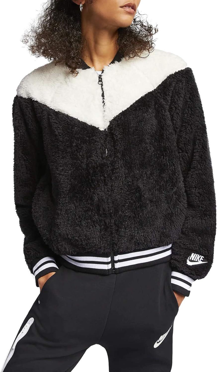 Nike Womens Nike Sportswear Jacket Bomber Wolf Black/Sail/White XL