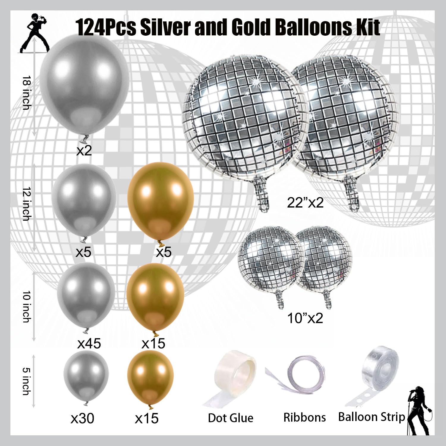 Amazon.com: 124Pcs Silver and Gold Garland Balloons Metallic