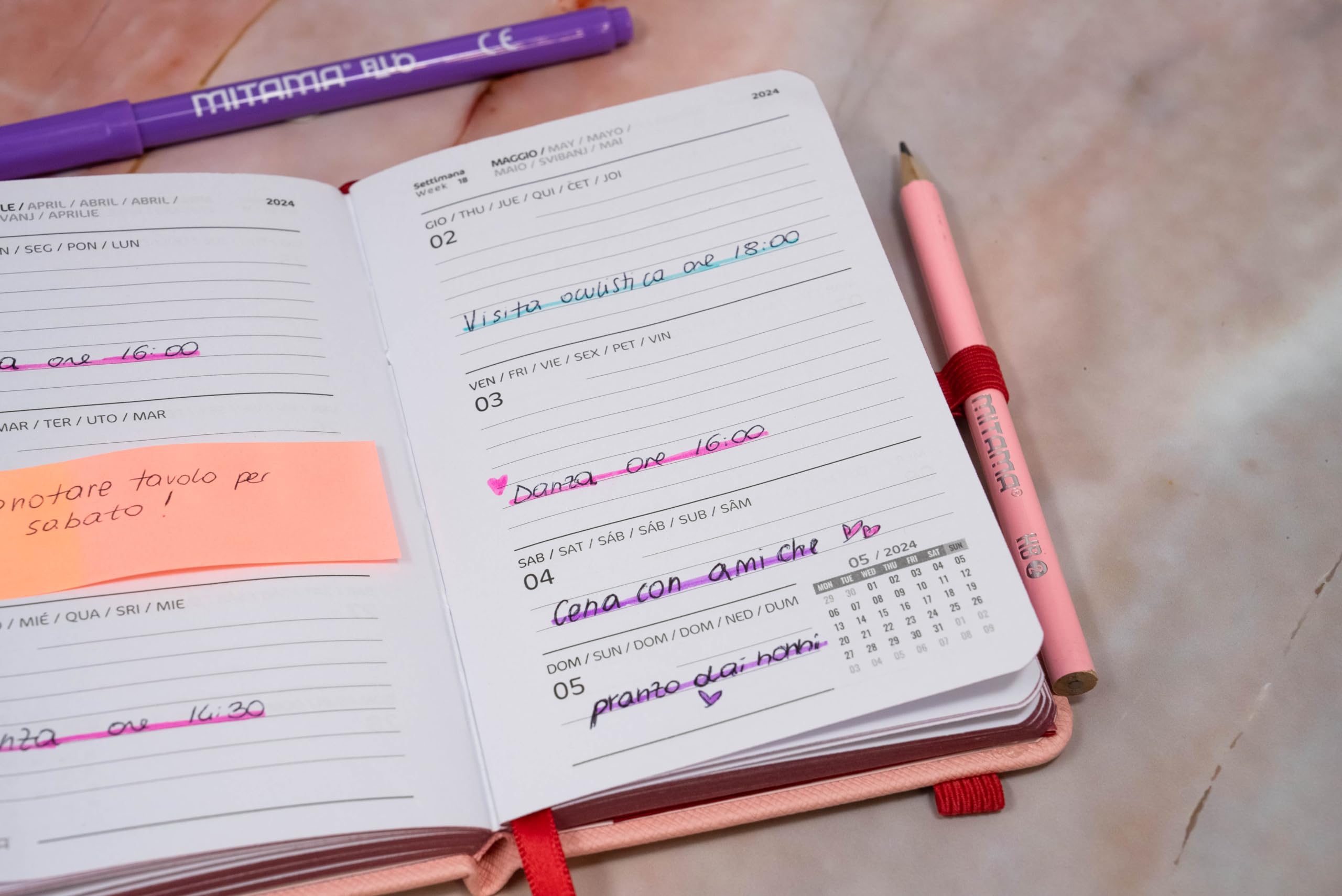 MITAMA IRIDESCENT ROSA Planificador Semanal – 18 Meses De Septiembre De