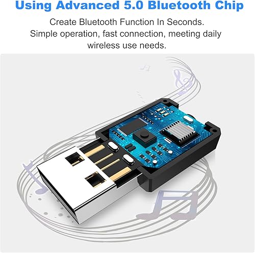 Miniatura 7 de Isobel Receptor transmisor USB Bluetooth 5.0, mini adaptador de audio inalámbrico 4 en 1, adaptador AUX Bluetooth de 0.138 in para TV, PC,