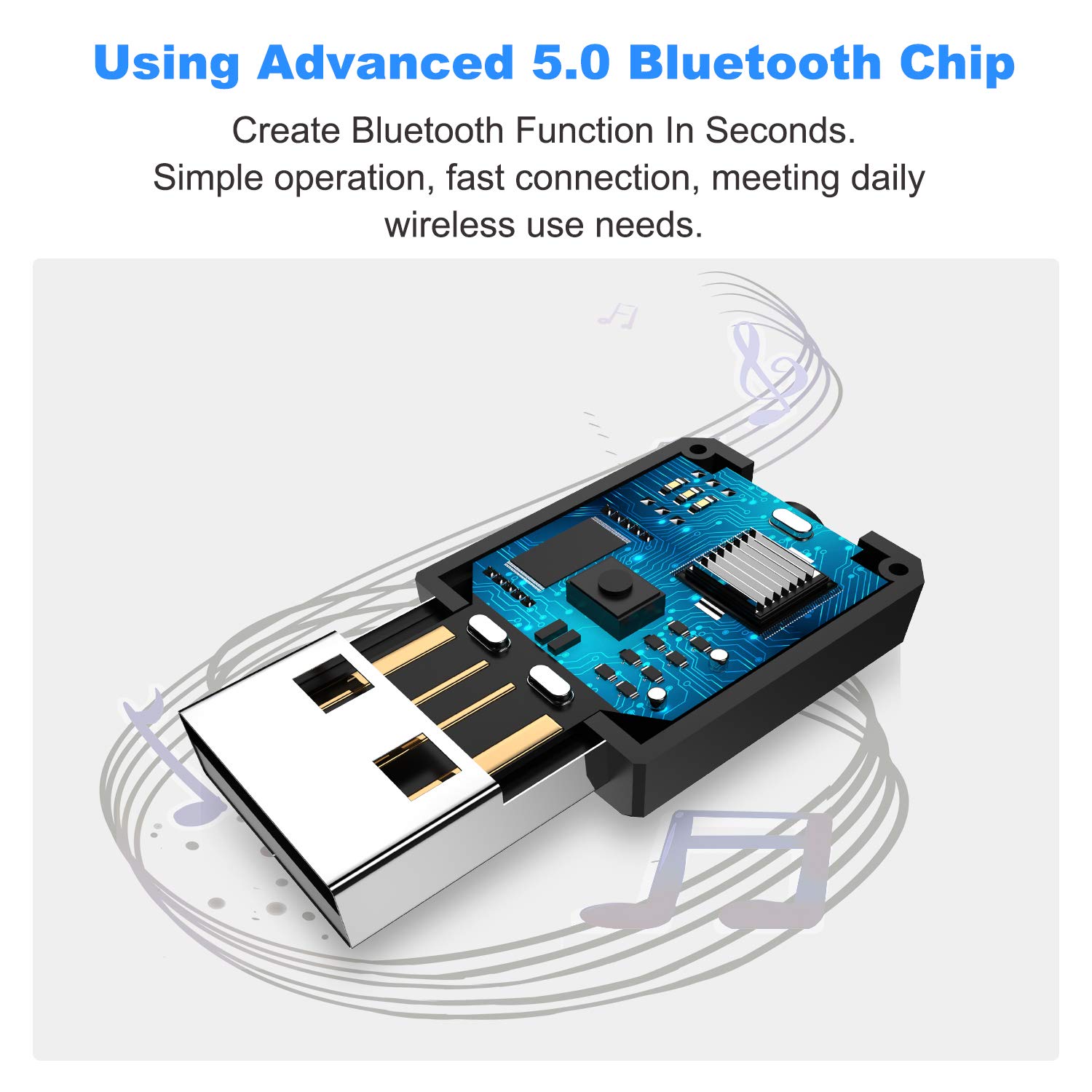 Isobel Odbiornik nadajnika USB Bluetooth 5.0, mini bezprzewodowy adapter audio 4 w 1, 3,5 mm, adapter Bluetooth AUX do telewizora, PC, słuchawek, głośników, samochodu, domowego systemu stereo