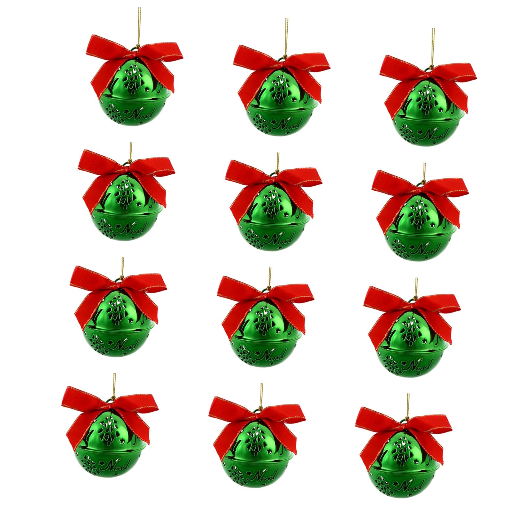 12 Pezzi Campanelle di Natale in Ferro Verde Decorazioni Appese per Albero e Casa Addobbi Natalizi Resistenti per Hotel Ufficio e Salotto