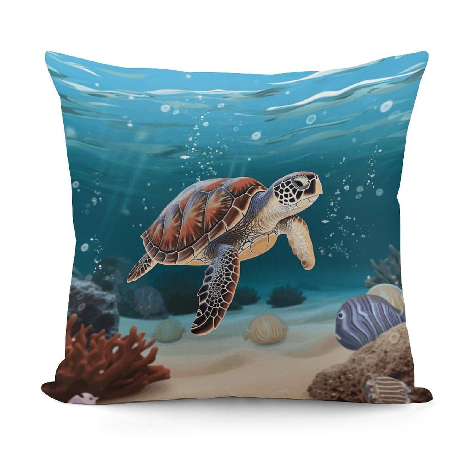 Adfgyerh Style Sea Turtle Swimming Decorative Pillow Covers, Throw Pillow Covers Soft For All Seasons, Pillowcases For Couch Living Room Sofa Bedroom 18X18 Inch