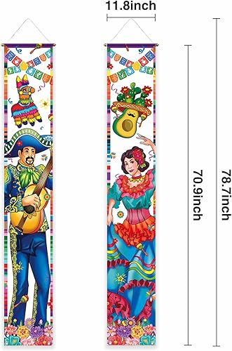 Miniatura 2 de Allenjoy Cartel de puerta con temática de fiesta mexicana para fiesta de cinco de mayo, taco, bar, baby shower, suministros de cumpleaños,