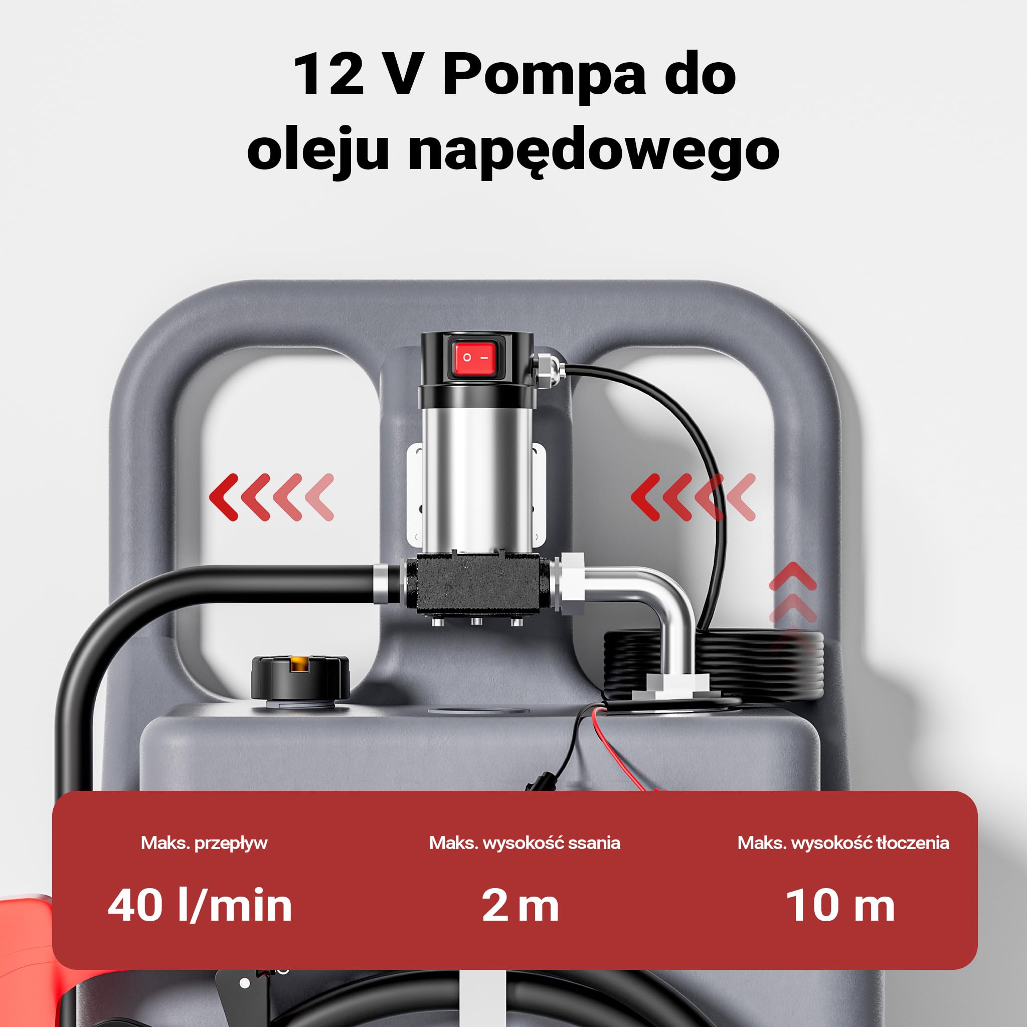 Wiltec Przenośny zbiornik paliwa 120 l z pompą do paliwa 40 l/min 12 V i pistoletem, mobilny zestaw na kołach na olej napędowy diesel