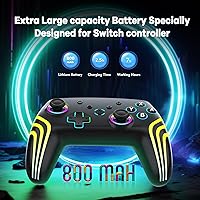 Vista 5 de MYSTILUCK Wireless Pro Controller for Switch/Switch 2/Lite/OLED/PC, Gamepad with 7 Color-Changing RGB Lighting/Dual Vibration/6-Axis