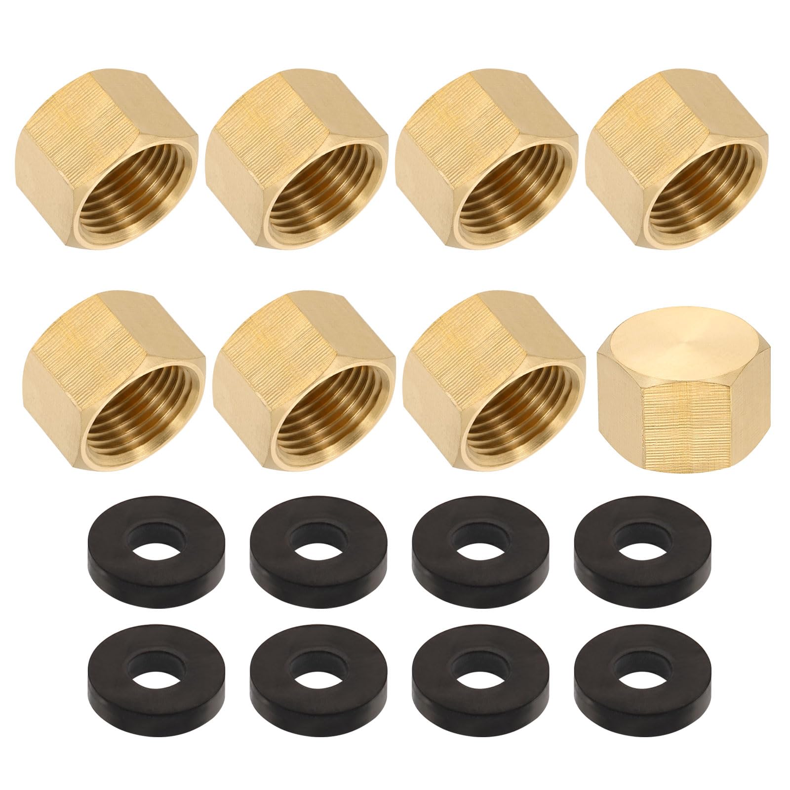 Tapas de latón 3/8 NPT hembra, tapón hexagonal exterior con junta para grifo
