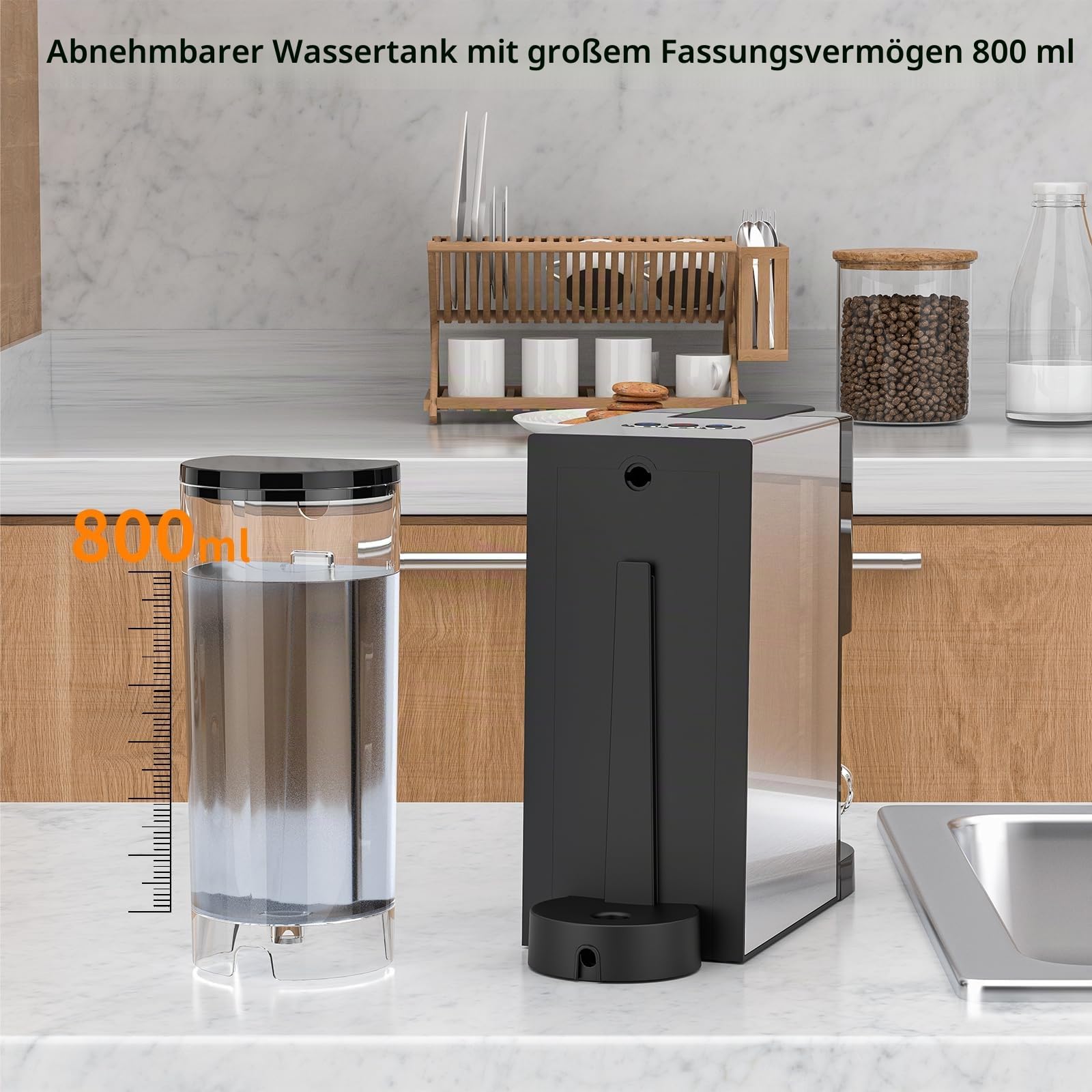 KOTLIE Espresso AC-513K 4-in-1-Kapselmaschine kompatibel mit Nes Original/DG/Kaffeepulver und ESE 44 mm 800 ML