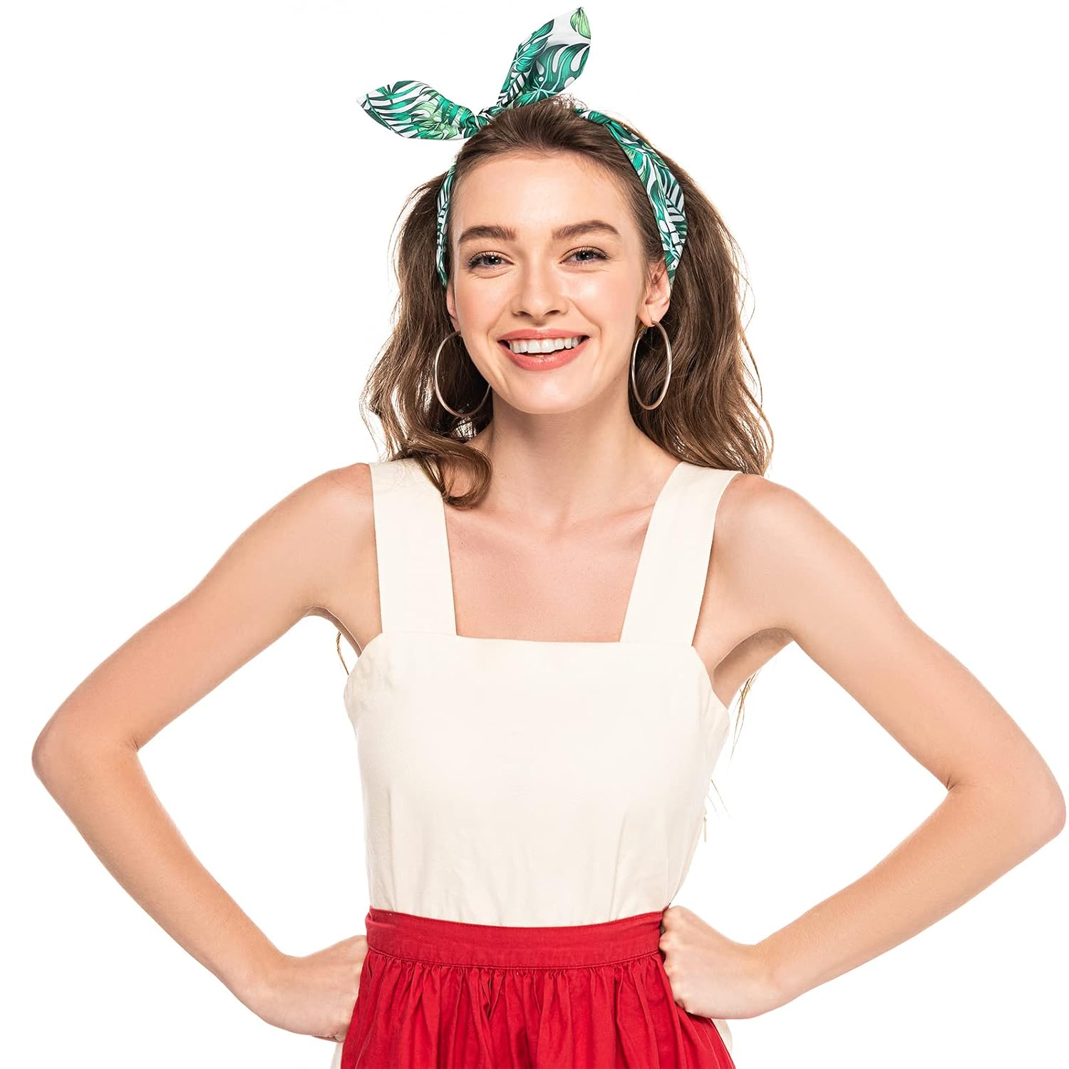 Ceenna 2 Pieces Wire Headbands for Women Beach Boho Tropical Summer Hawaiian Headbands Rabbit Ears Twist Bow Floral Headband Print Head Tie Gifts Knot Soft Stretchy Accessories for Women Hair Beach