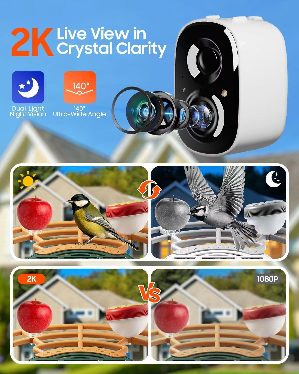 Bird Feeder with Camera, Smart Birdfeeder with Cam Solar Powered, 2K HD Video, AI Identification, Instant Arrival Alerts, IP66 Bird Bath & Feeder,Gift for BirdLover (with Stand, Dark Green)