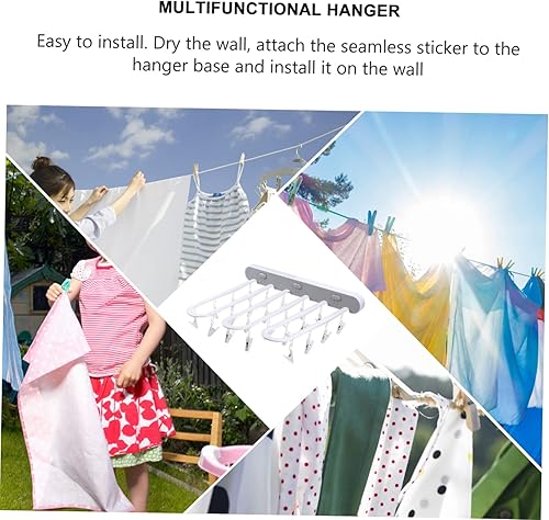 Miniatura 3 de Hemoton Estante de secado de pared para ropa sucia, calcetines de secado de tendedero, colgador de ropa plegable