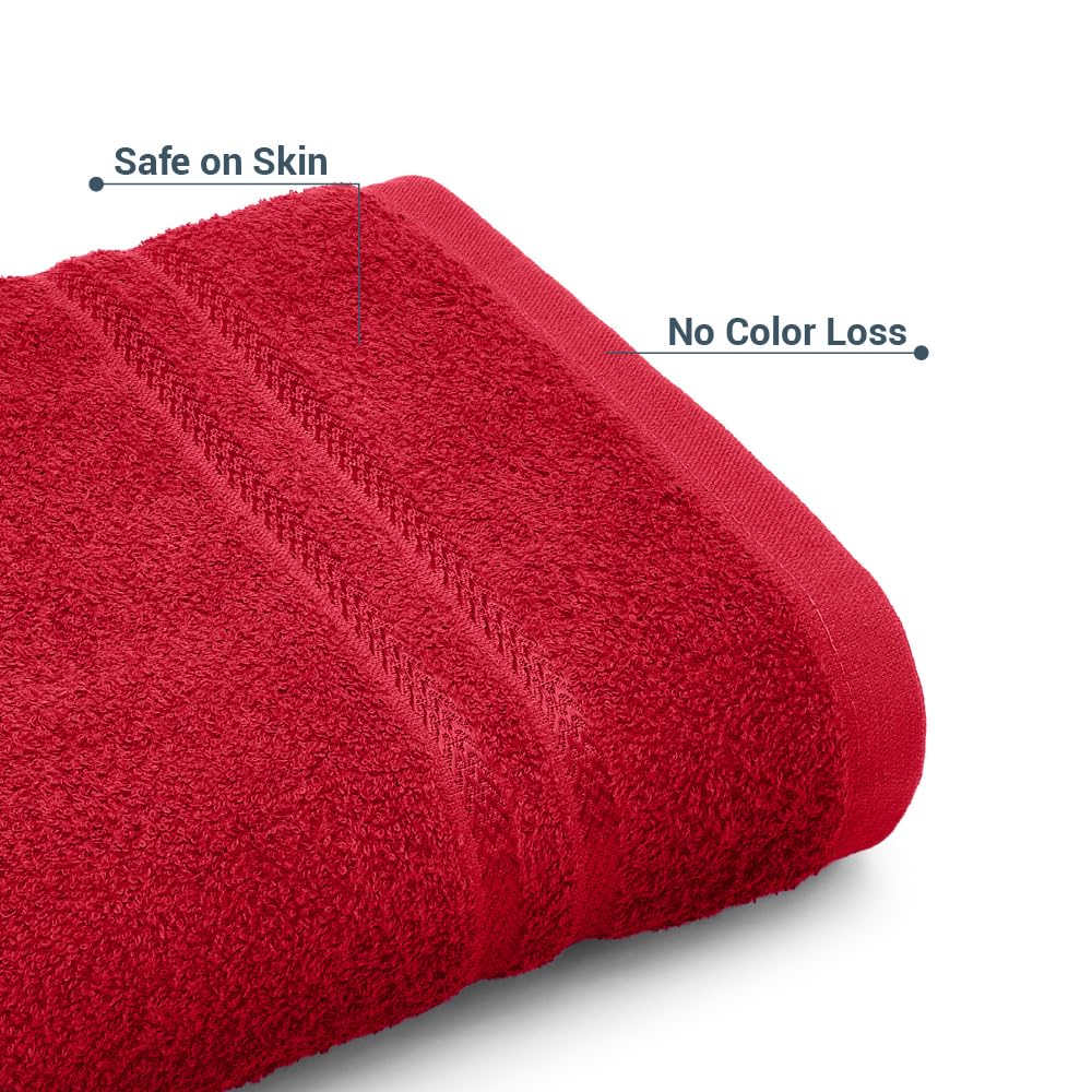 Welspun 100% Cotton Quick Dry Bath Towel - Red -4