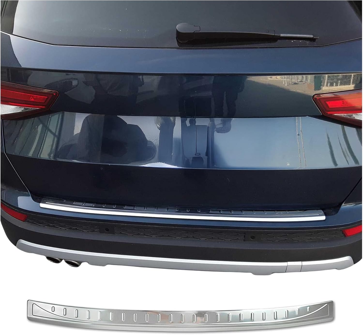 OMAC Rear Bumper Sill Cover Protector Guard Trim for Seat Ateca 2016-2020, Stainless Steel Chrome