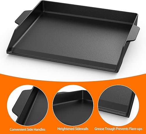 Miniatura 3 de Onlyfire Plancha universal de hierro fundido esmaltado, parrilla plana para cualquier parrilla y estufa de gas, 18.6 x 14 pulgadas