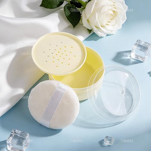 Vista 7 de AUEAR, 2 unidades de contenedor de polvo corporal vacío para después del baño, con tamiz para el hogar y viajes (amarillo, 3.43 x 2.36 pulgadas)