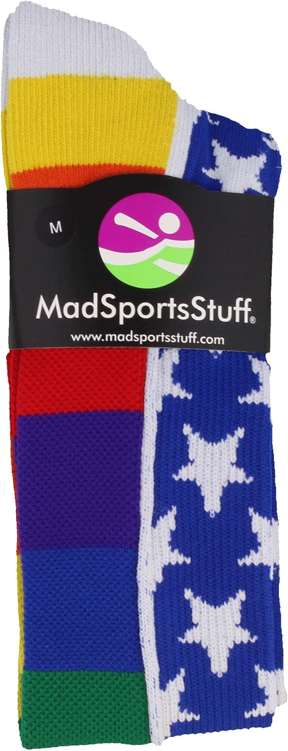 MadSportsStuff Rainbow Pride Over The Calf Socks : Sports & Outdoors