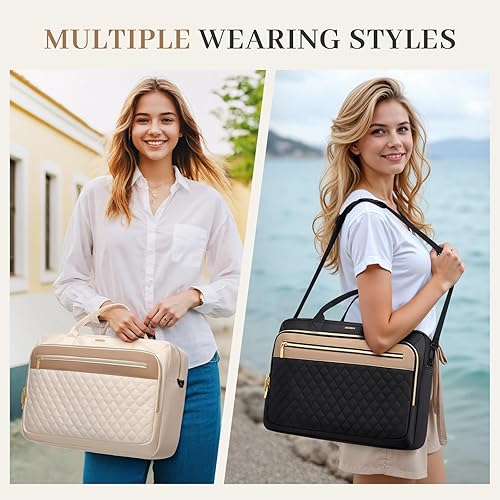 Miniatura 9 de Bolsa para laptop para mujer, bolsa de trabajo de 15.6 pulgadas, impermeable, bolso de hombro para profesor, oficina, bolso cruzado