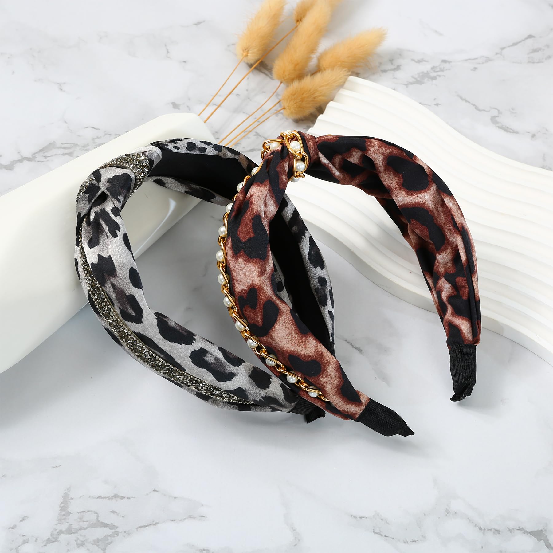 Leopard Headband, 2PCS Leopard Print Headband, Leopard Print Ears, Hair Accessories for Women Animal Headband - Image 4