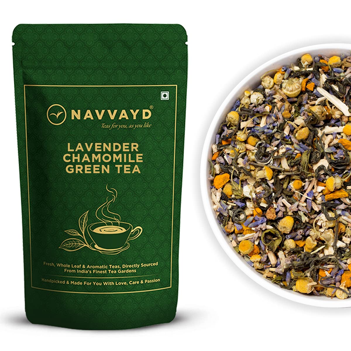 NAVVAYD Lavender Chamomile Green Tea (100 Grams, 50 Cups), Delicious ...