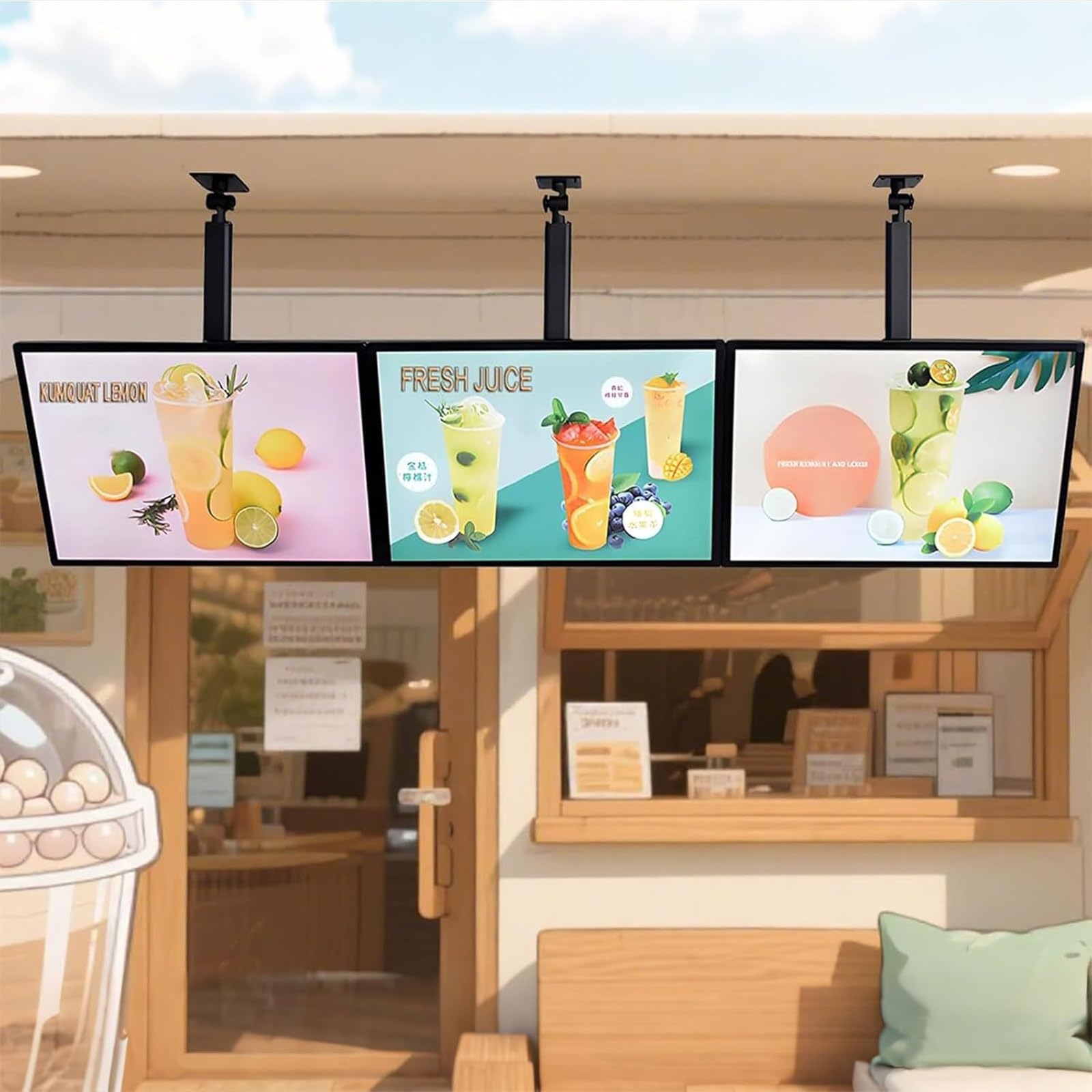 Cyfrowa tablica menu z regulowanym oświetleniem LED i magnetycznym systemem plakatów do ekspozycji w restauracji