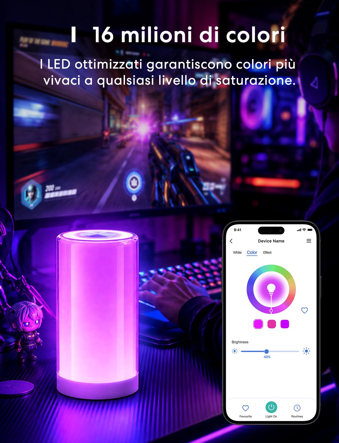 meross Lampada Smart da Comodino a LED, abat jour da comodino Portatile Compatibile con HomeKit, Alexa, Google e SmartThings, Luce Notturna LED Dimmerabile, per Camera da Letto, Soggiorno
