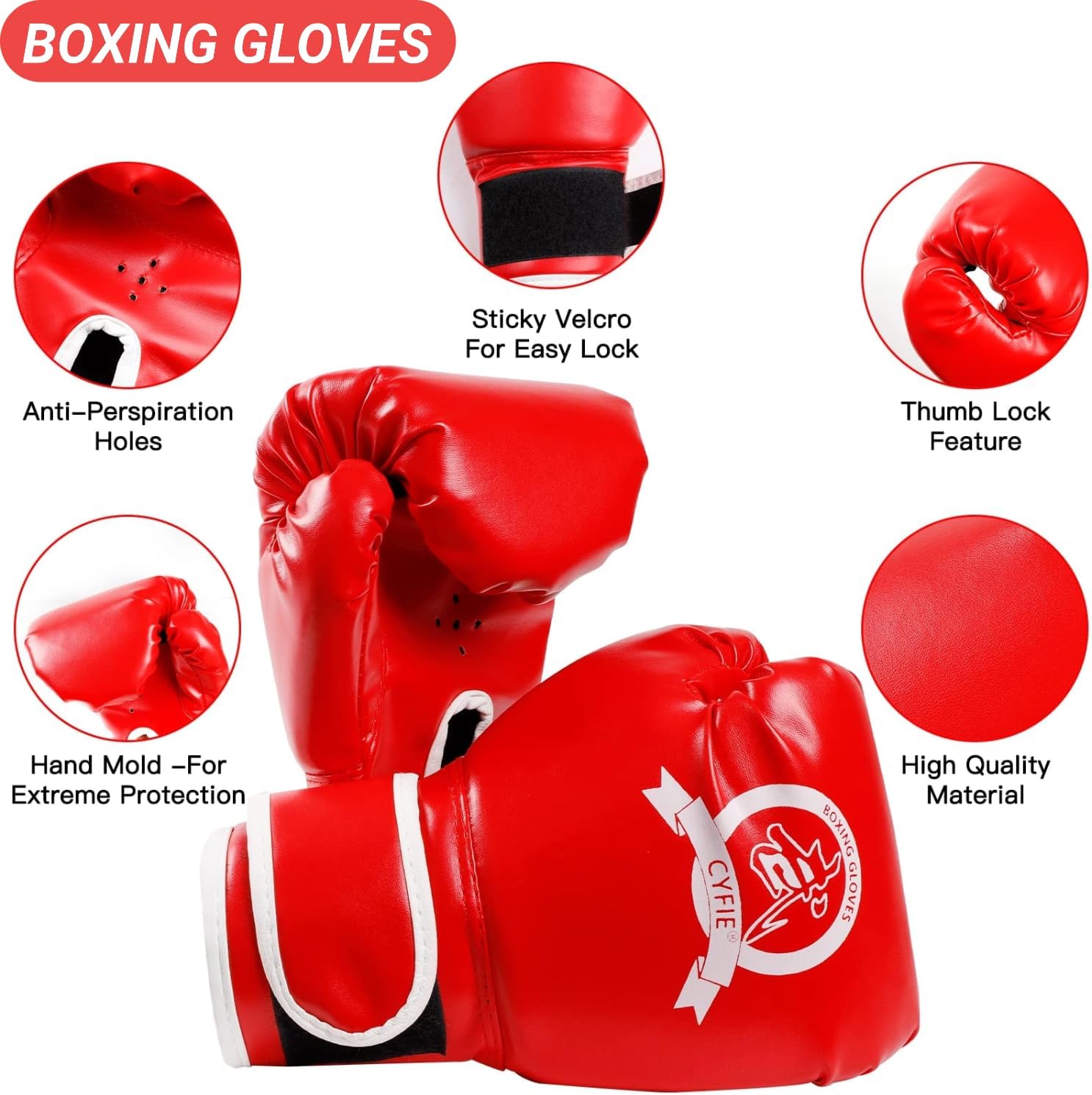 SEISSO Boxing Kick Pads Punching Mitts Curved,Kids Boxing Gloves,Leather Material Art Karate Pad Thai Hand Pad Focus Target Kickboxing Hand Target for Kicking Shield Training,Sparring,Dojo(5Pcs Set)