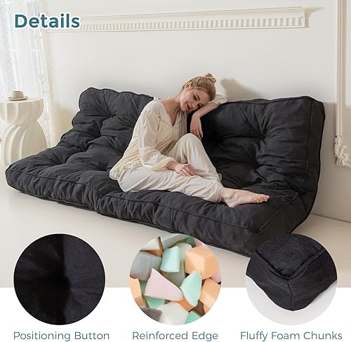 Miniatura 5 de YOSHOOT Colchón de futón de 6 pulgadas, tamaño matrimonial, sofá cama de futón grueso, colchón de suelo para adultos, relleno de espuma triturada,